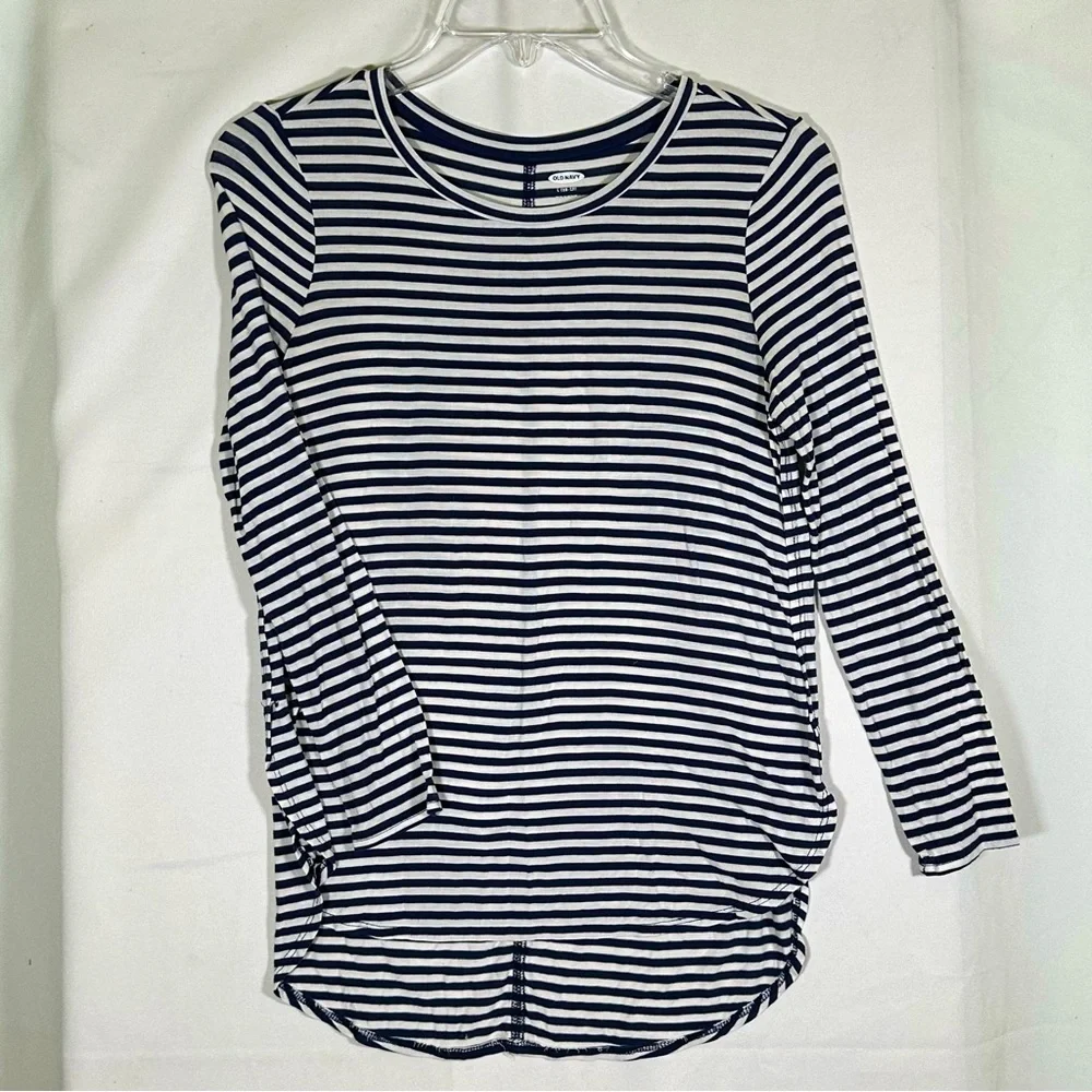 Old Navy Kids' Navy and White Striped Long Sleeved Super Lightweight sz 10-12